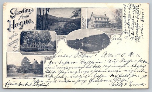 Trout house hague postcard - trout, ny